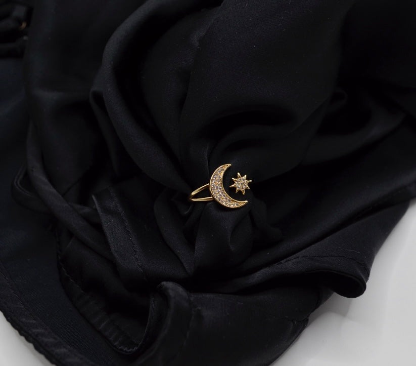 Starlit Moon Adjustable Ring