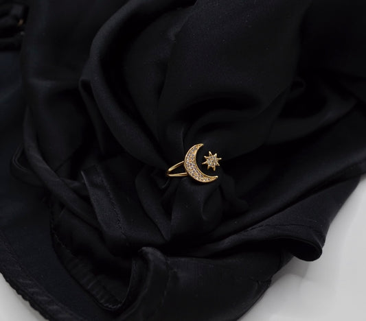 Starlit Moon Adjustable Ring